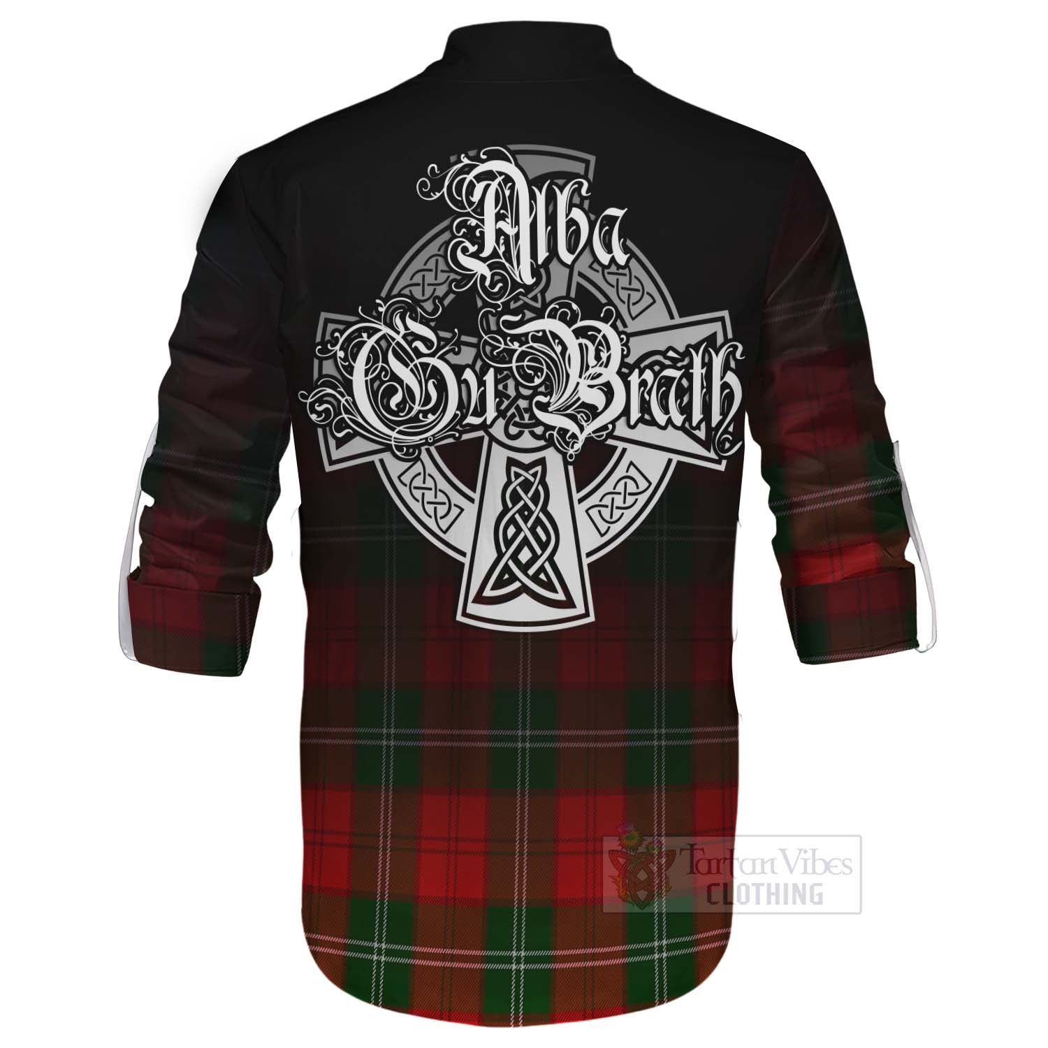 Tartan Vibes Clothing Gartshore Tartan Ghillie Kilt Shirt Featuring Alba Gu Brath Family Crest Celtic Inspired