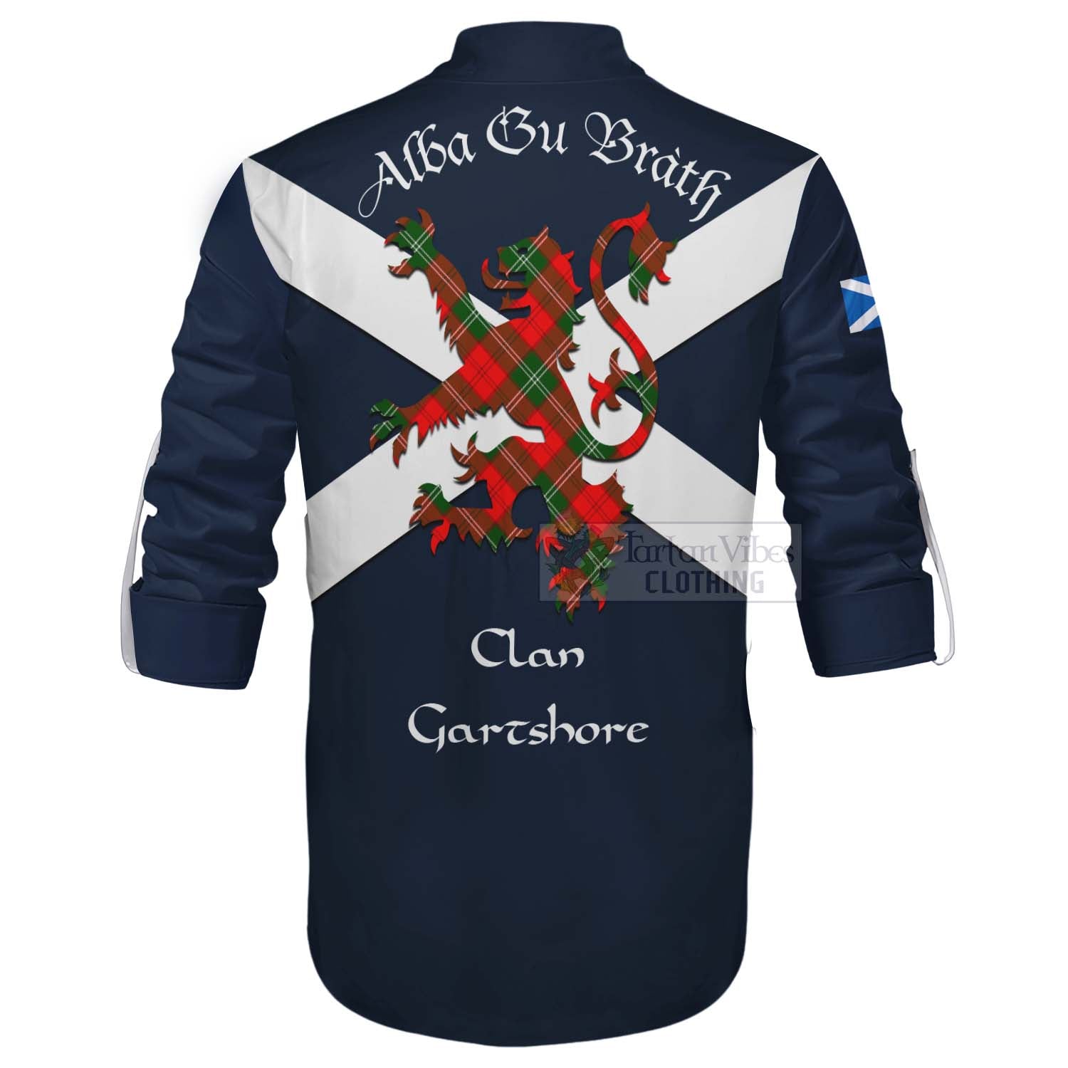 Tartan Vibes Clothing Gartshore Tartan Lion Rampant Ghillie Kilt Shirt Proudly Display Your Heritage with Alba Gu Brath and Clan Name