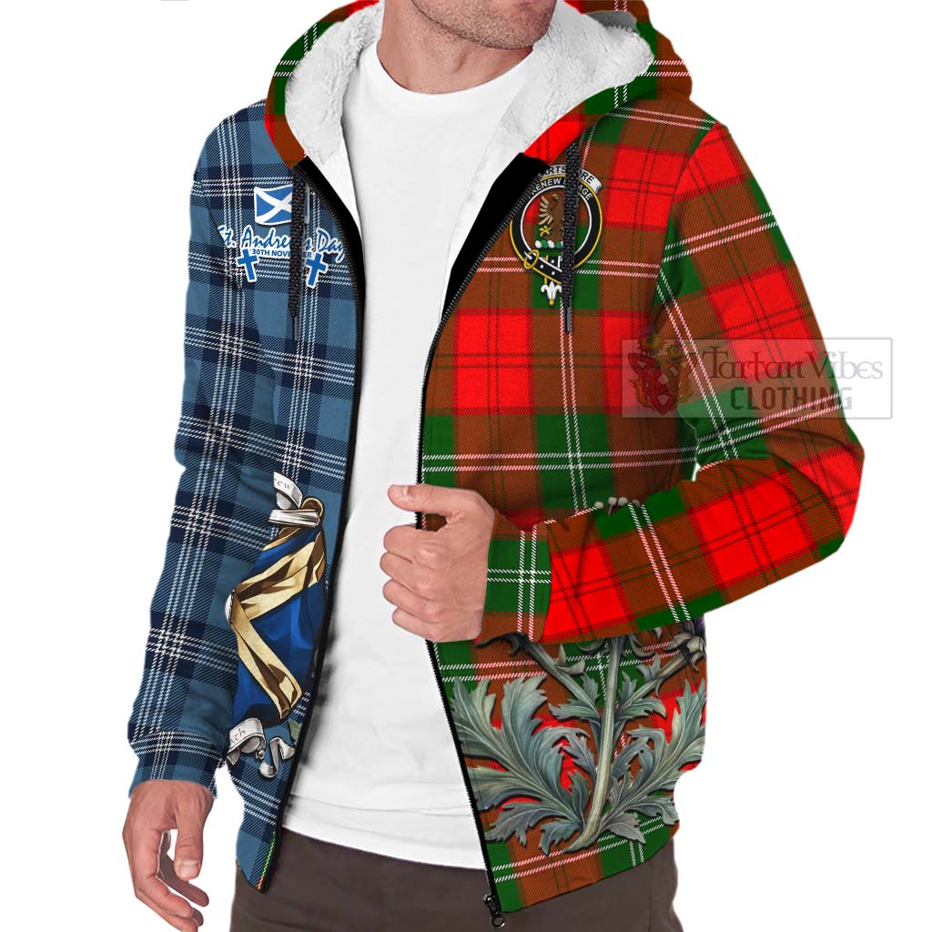 Tartan Vibes Clothing Gartshore Tartan Sherpa Hoodie Happy St. Andrew's Day Half Tartan Style