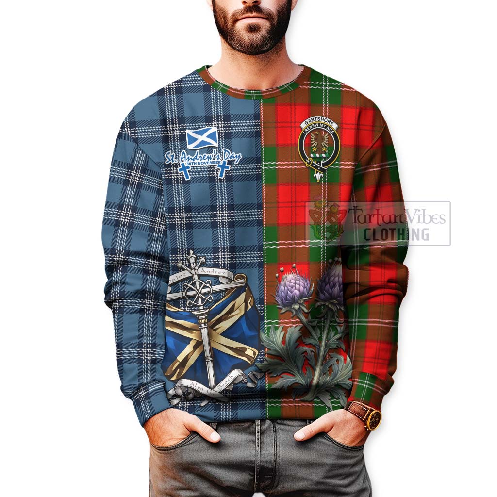 Tartan Vibes Clothing Gartshore Tartan Sweatshirt Happy St. Andrew's Day Half Tartan Style