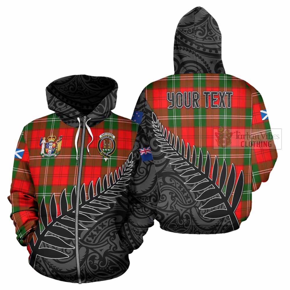 Tartan Vibes Clothing Gartshore Crest Tartan Hoodie with New Zealand Silver Fern Half Style