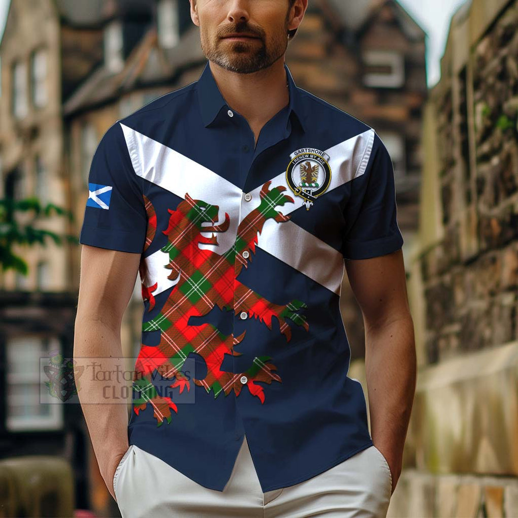 Tartan Vibes Clothing Gartshore Tartan Lion Rampant Short Sleeve Button Shirt – Proudly Display Your Heritage with Alba Gu Brath and Clan Name