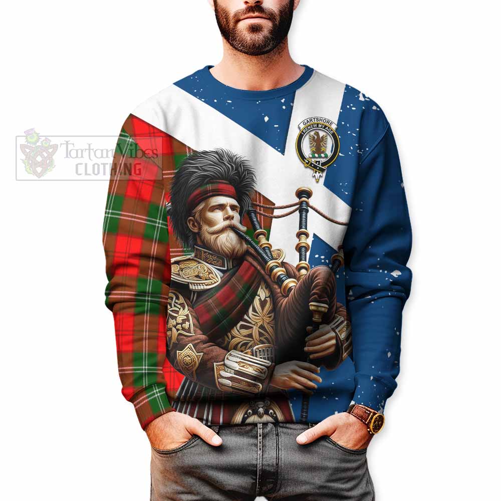 Tartan Vibes Clothing Gartshore Tartan Sweatshirt with Family Crest Scottish Bagpiper Vibes