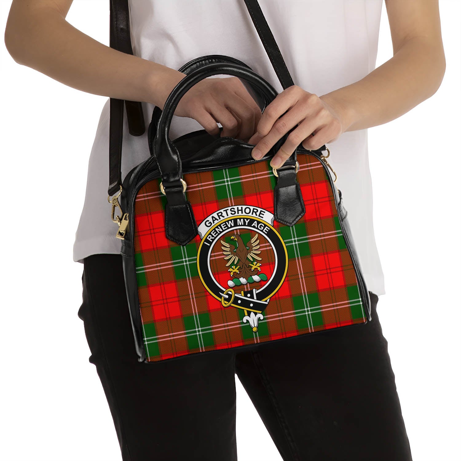 Gartshore Tartan Shoulder Handbags with Family Crest - Tartanvibesclothing