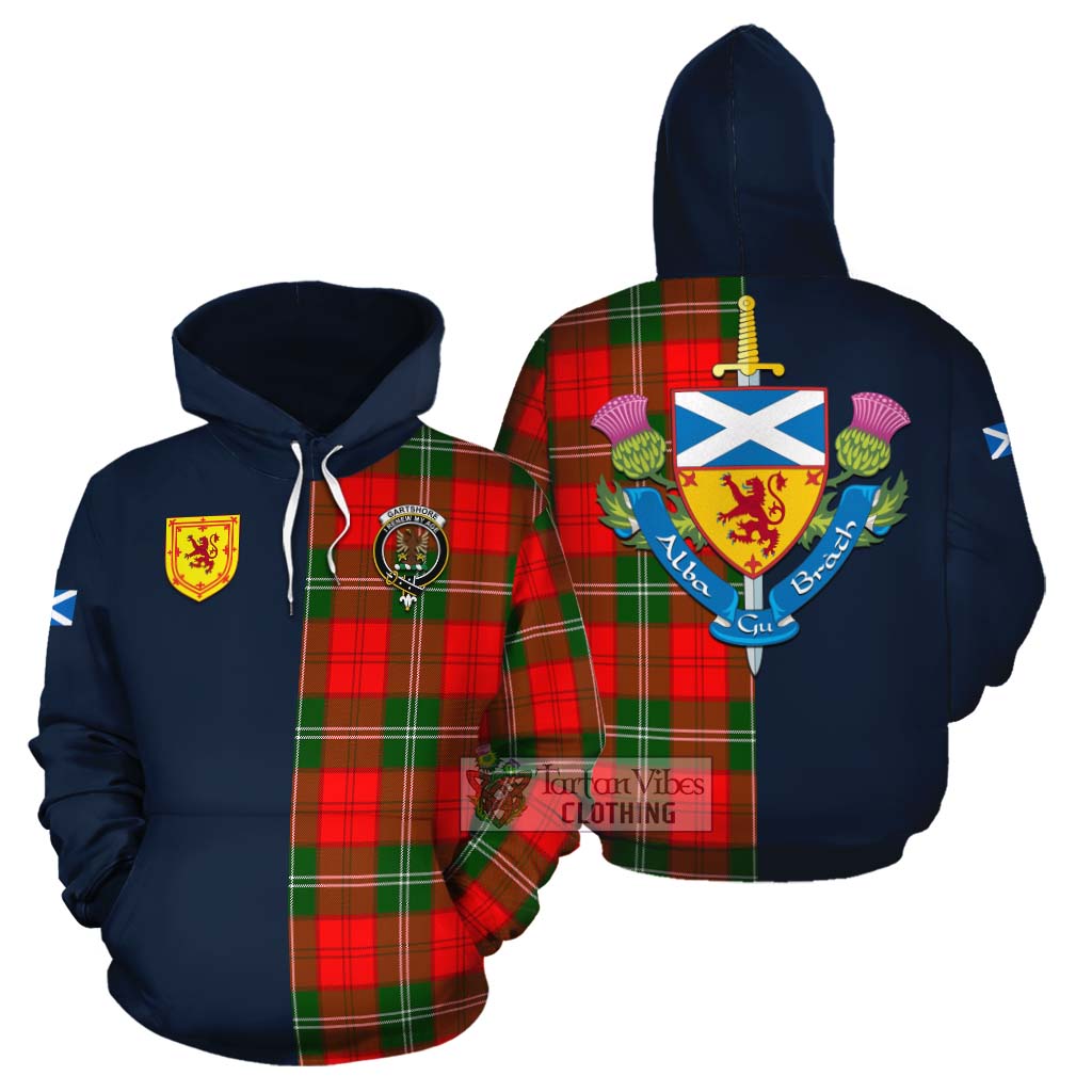 Tartan Vibes Clothing Gartshore Tartan Cotton Hoodie Alba with Scottish Lion Royal Arm Half Style