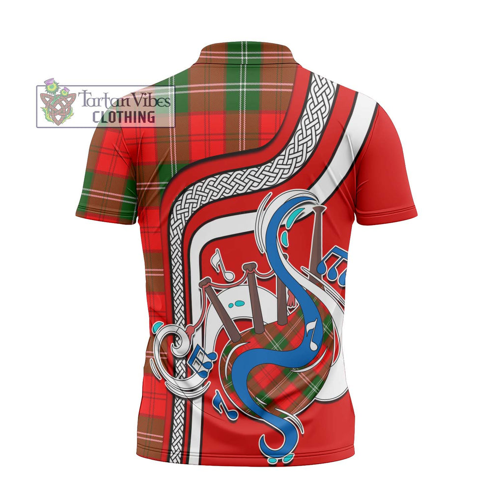 Gartshore Tartan Zipper Polo Shirt with Epic Bagpipe Style - Tartanvibesclothing Shop