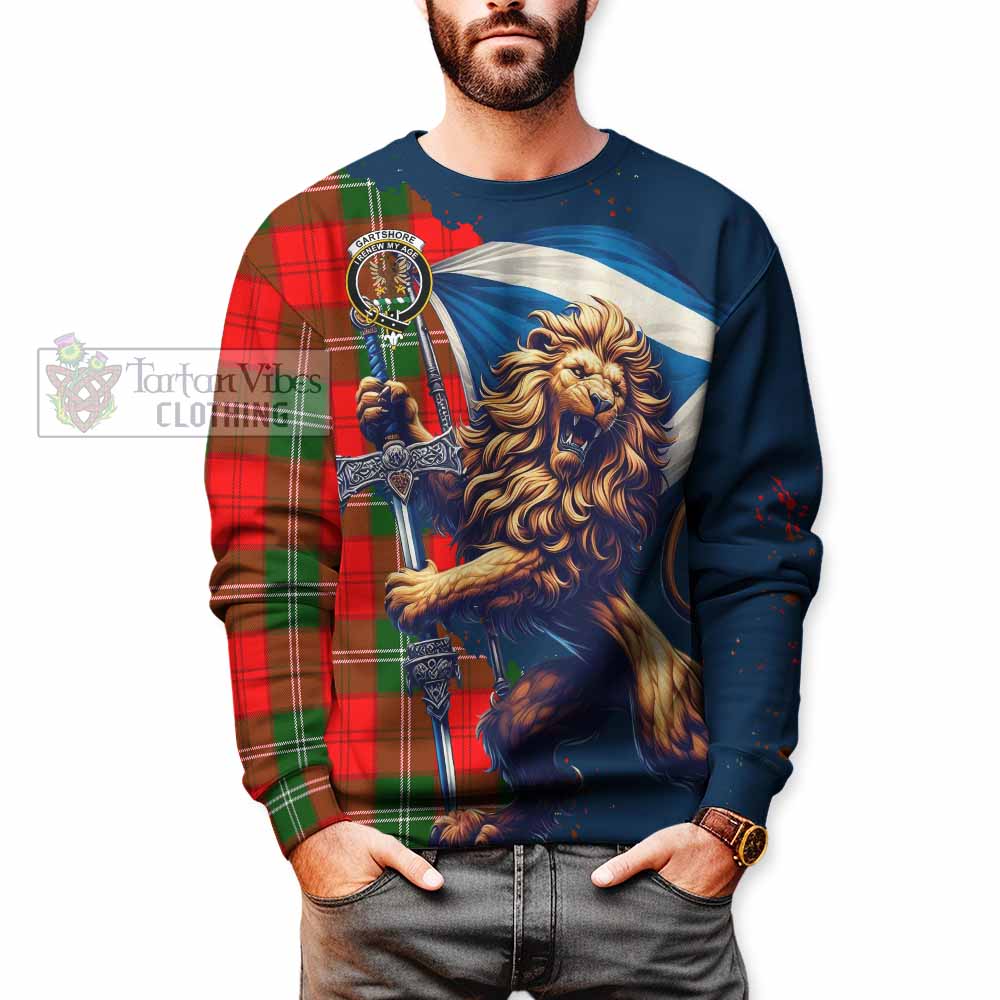 Tartan Vibes Clothing Gartshore Tartan Family Crest Sweatshirt with Scottish Majestic Lion