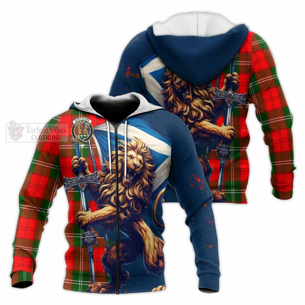 Tartan Vibes Clothing Gartshore Tartan Family Crest Knitted Hoodie with Scottish Majestic Lion