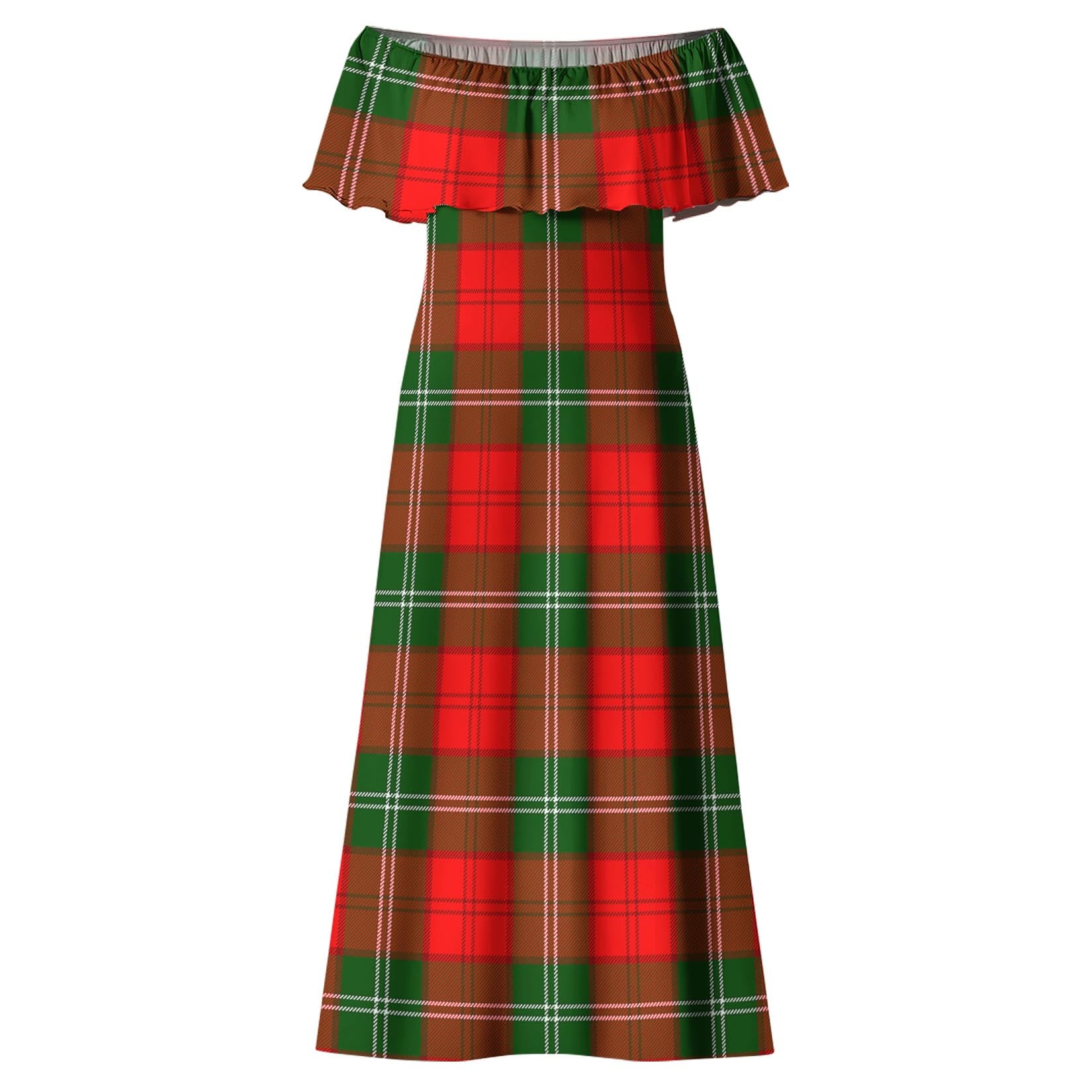 Gartshore Tartan Off Shoulder Long Dress - Tartanvibesclothing