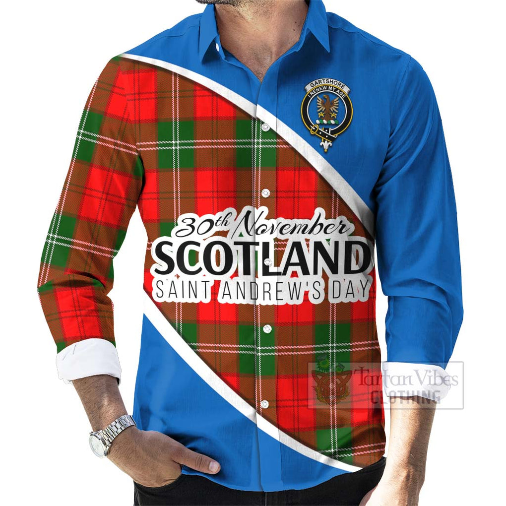 Tartan Vibes Clothing Gartshore Family Crest Tartan Long Sleeve Button Shirt Celebrate Saint Andrew's Day in Style