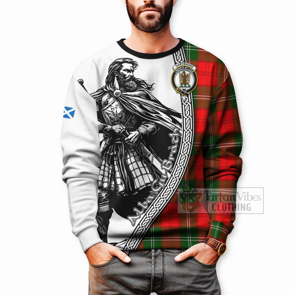 Tartan Vibes Clothing Gartshore Tartan Clan Crest Sweatshirt with Highlander Warrior Celtic Style