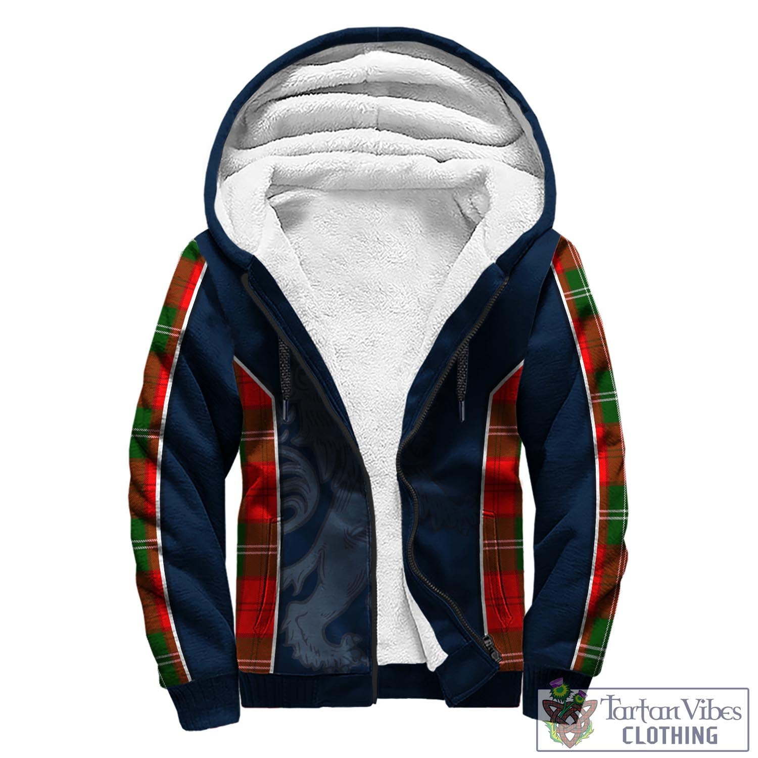 Tartan Vibes Clothing Gartshore Tartan Sherpa Hoodie with Family Crest and Lion Rampant Vibes Sport Style