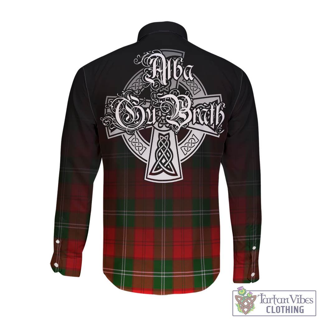 Tartan Vibes Clothing Gartshore Tartan Long Sleeve Button Up Featuring Alba Gu Brath Family Crest Celtic Inspired