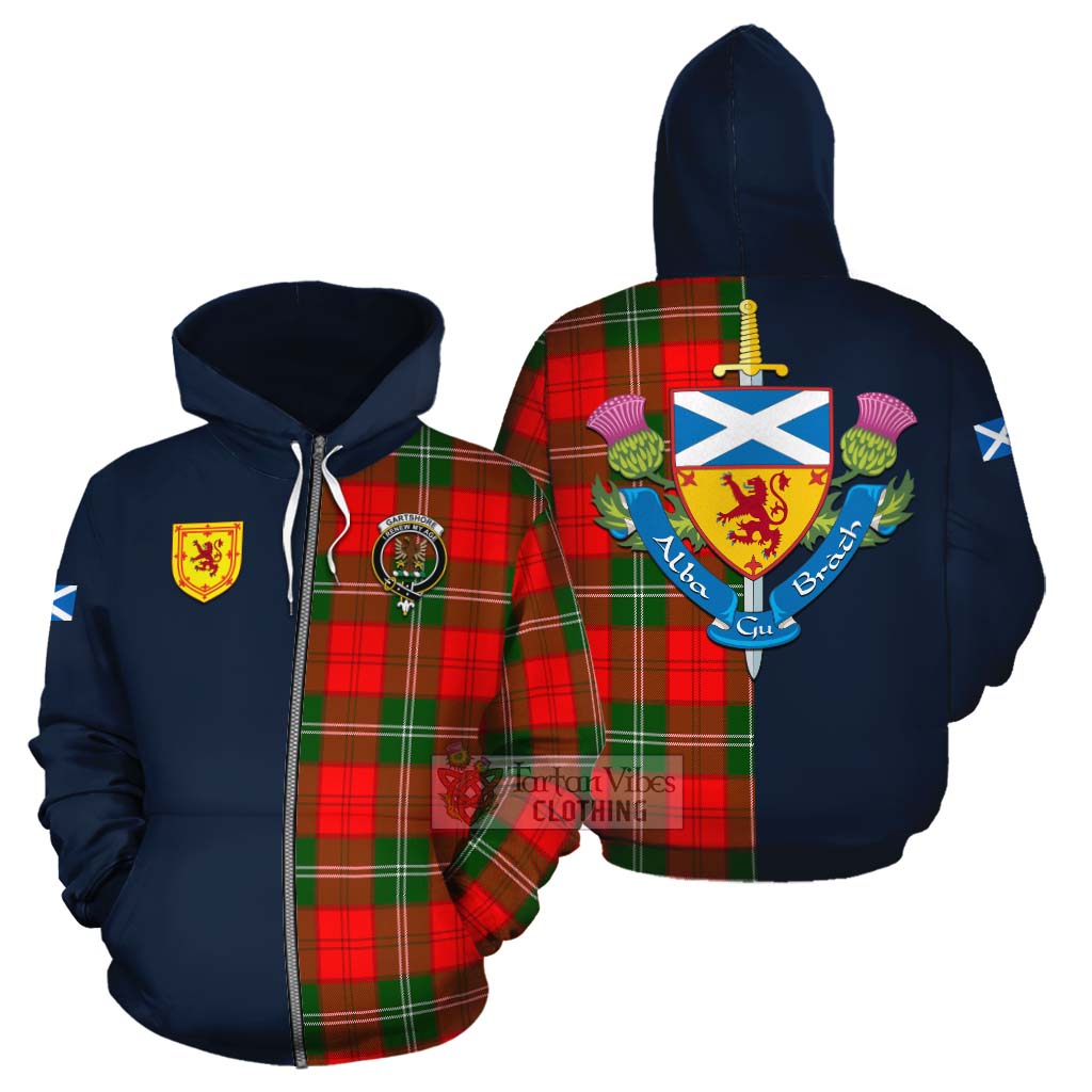 Tartan Vibes Clothing Gartshore Tartan Cotton Hoodie Alba with Scottish Lion Royal Arm Half Style