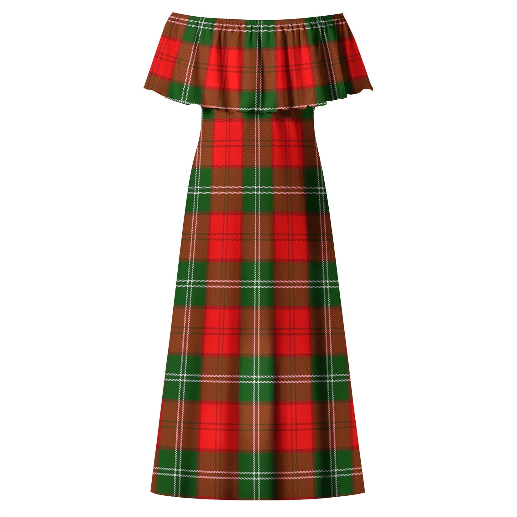 Gartshore Tartan Off Shoulder Long Dress - Tartanvibesclothing