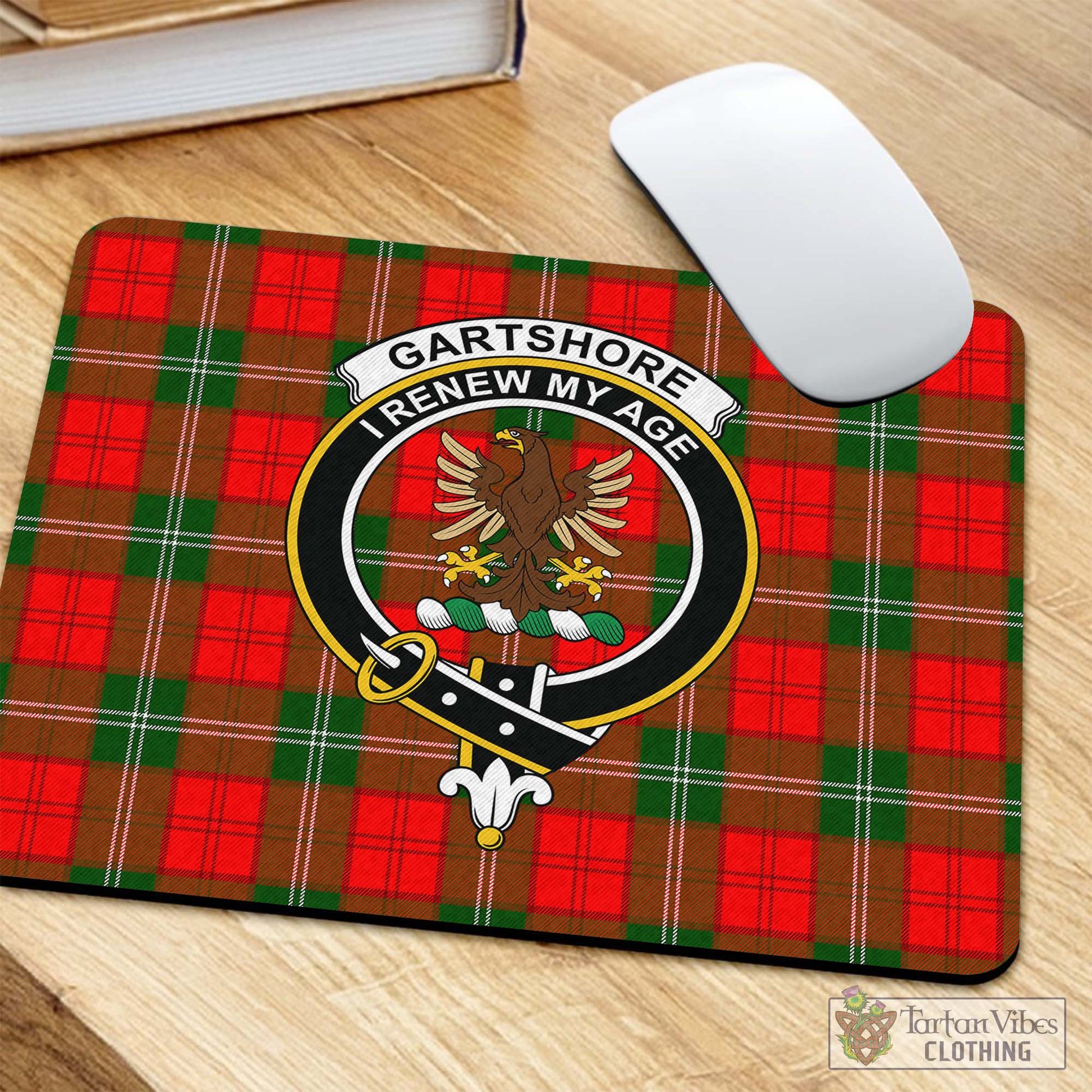 Tartan Vibes Clothing Gartshore Tartan Mouse Pad with Family Crest