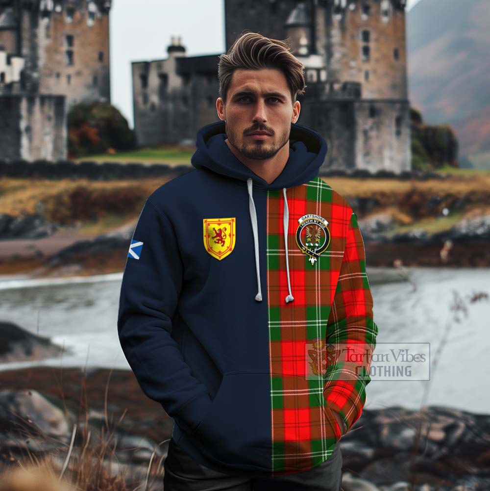 Tartan Vibes Clothing Gartshore Tartan Cotton Hoodie Alba with Scottish Lion Royal Arm Half Style