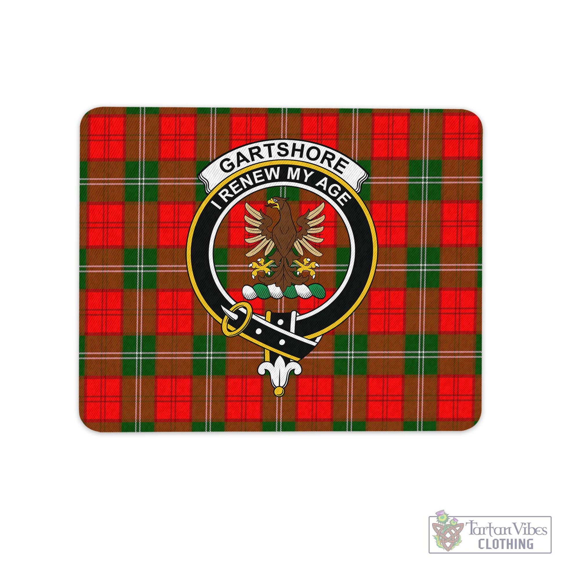 Tartan Vibes Clothing Gartshore Tartan Mouse Pad with Family Crest