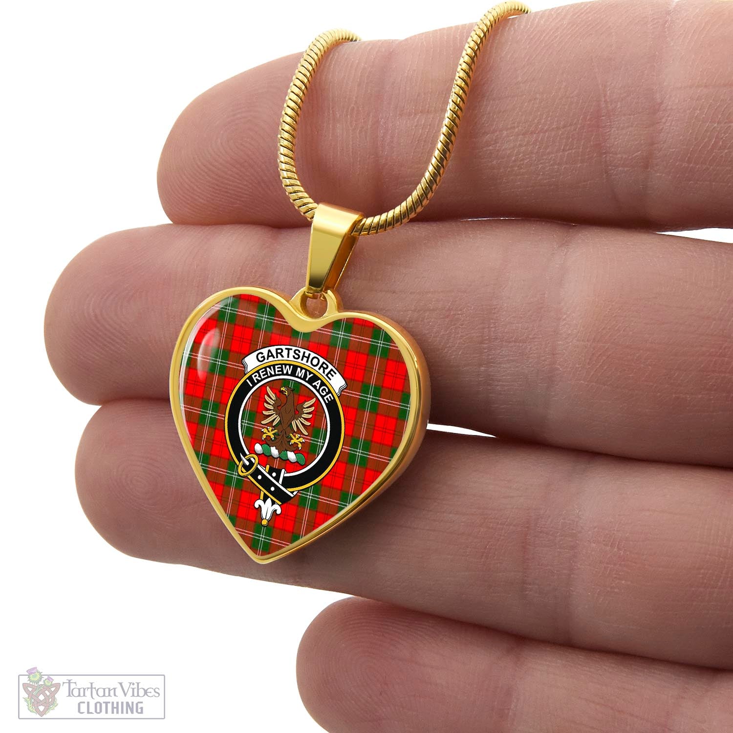 Tartan Vibes Clothing Gartshore Tartan Heart Necklace with Family Crest