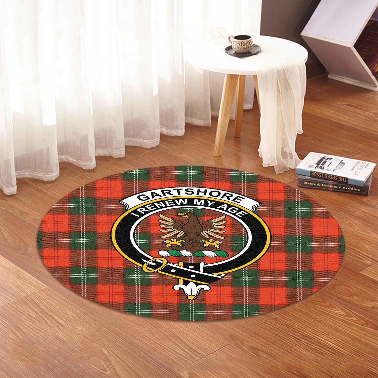 gartshore-tartan-round-rug-with-family-crest