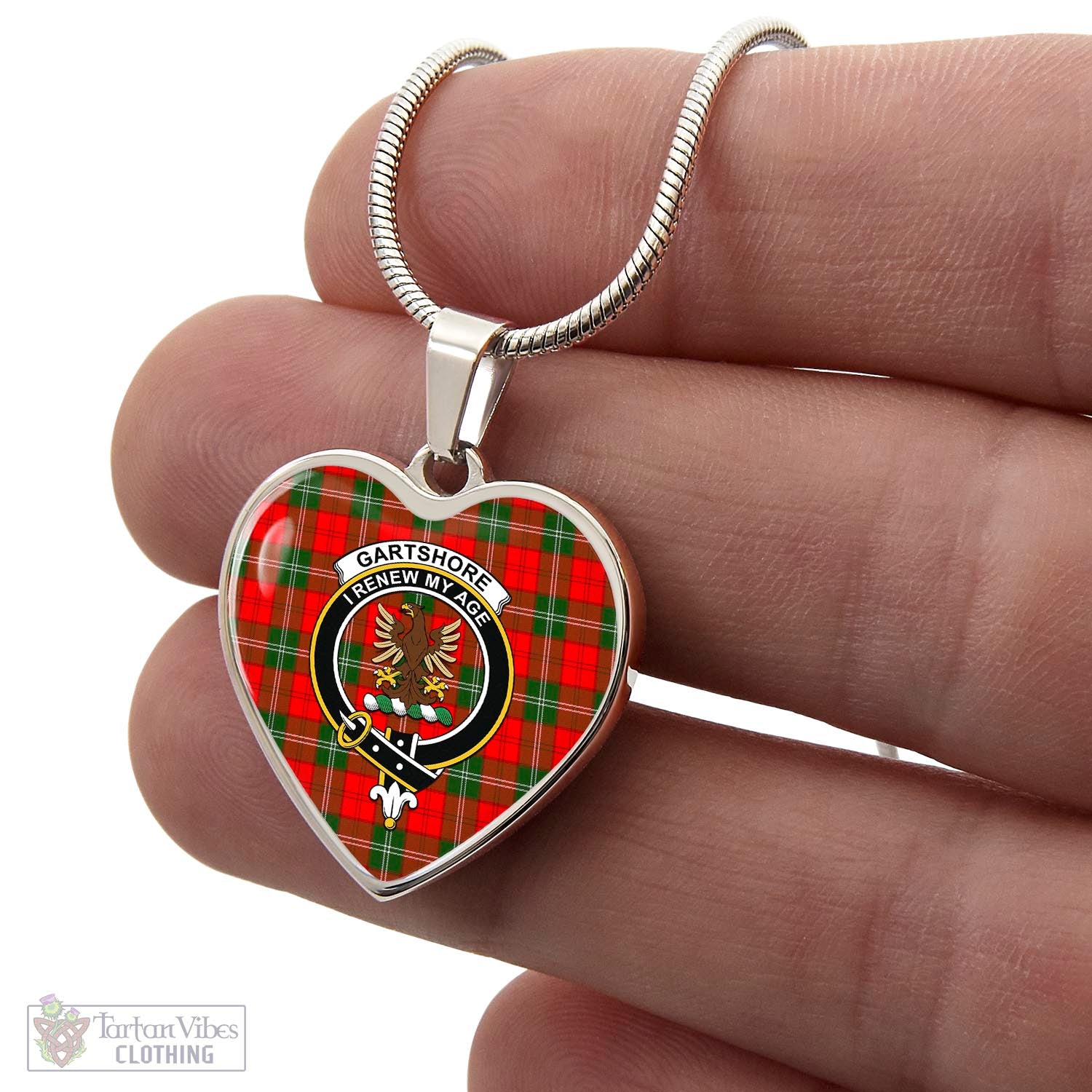 Tartan Vibes Clothing Gartshore Tartan Heart Necklace with Family Crest