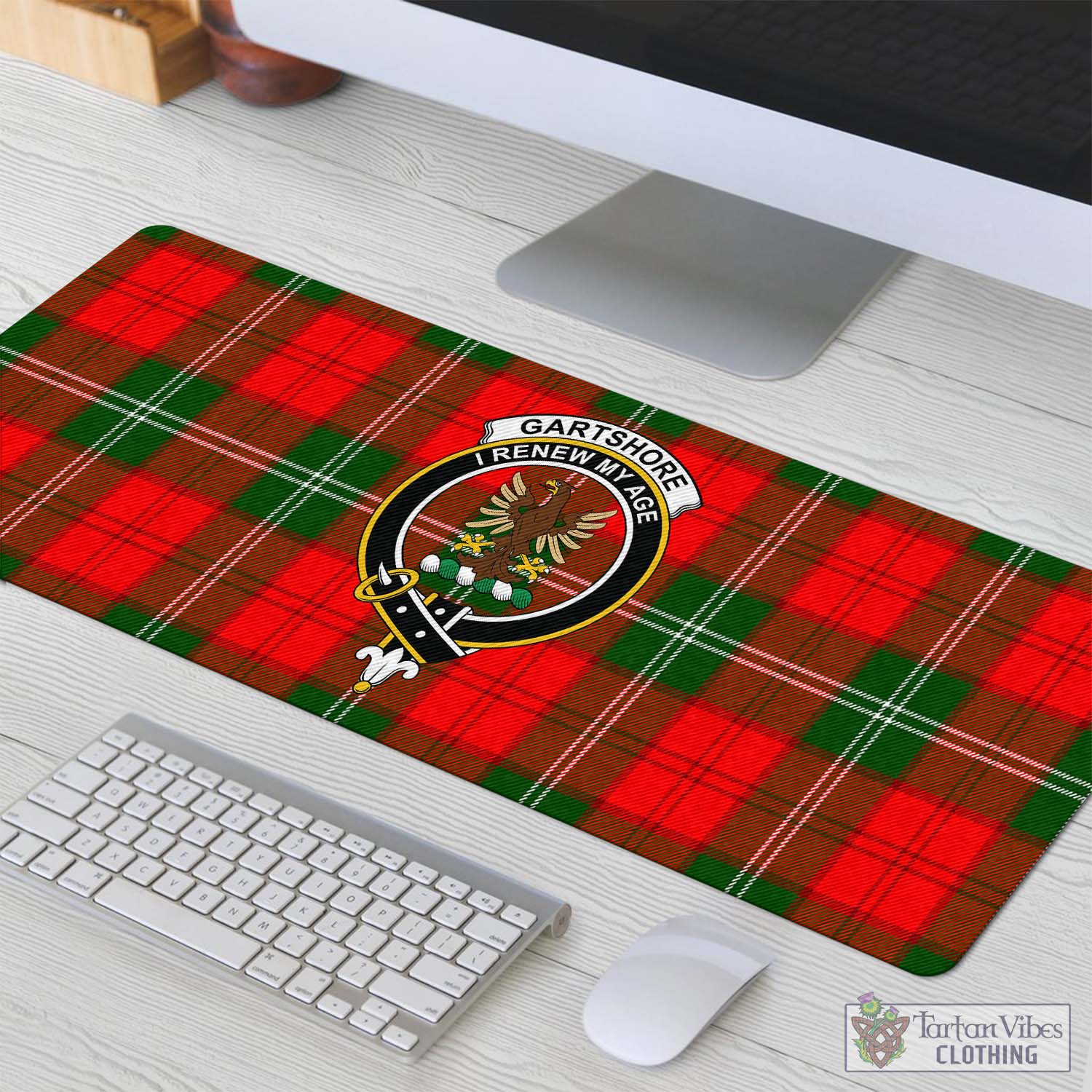 Tartan Vibes Clothing Gartshore Tartan Mouse Pad with Family Crest