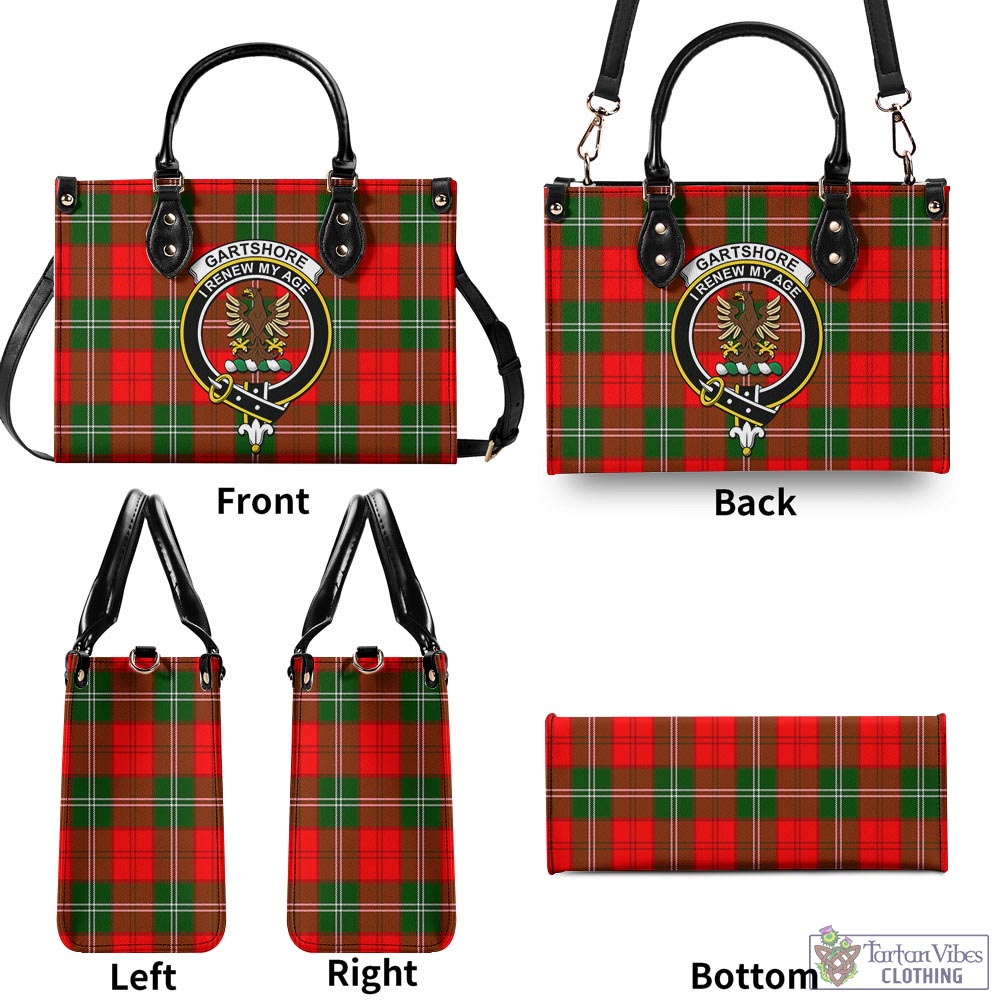 Tartan Vibes Clothing Gartshore Tartan Luxury Leather Handbags with Family Crest