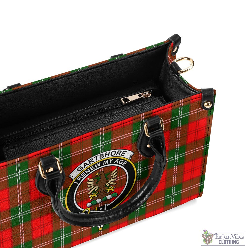 Tartan Vibes Clothing Gartshore Tartan Luxury Leather Handbags with Family Crest