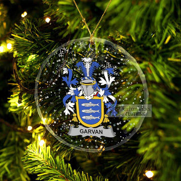 Garvan Irish Clan Christmas Glass Ornament with Coat of Arms