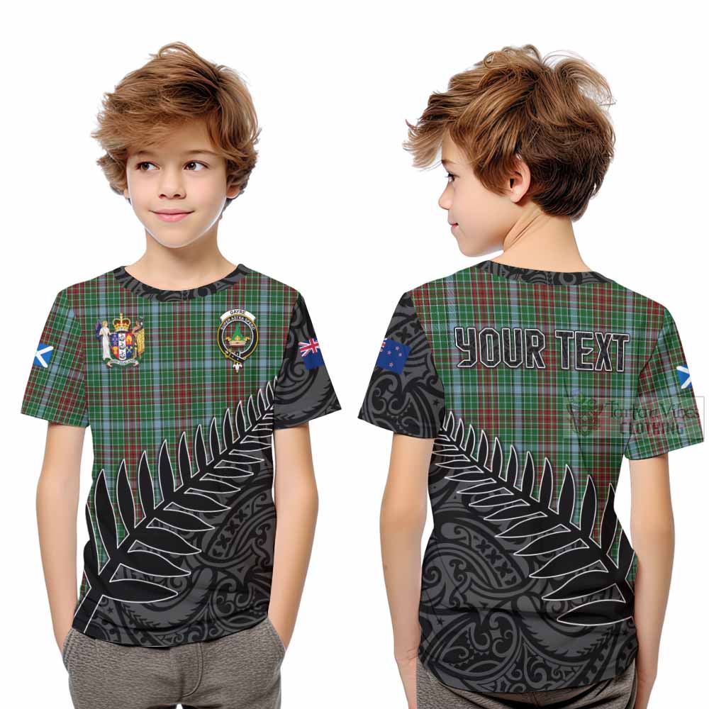 Tartan Vibes Clothing Gayre Crest Tartan Kid T-Shirt with New Zealand Silver Fern Half Style