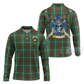 Gayre Tartan Long Sleeve Polo Shirt with Family Crest Celtic Skull Style