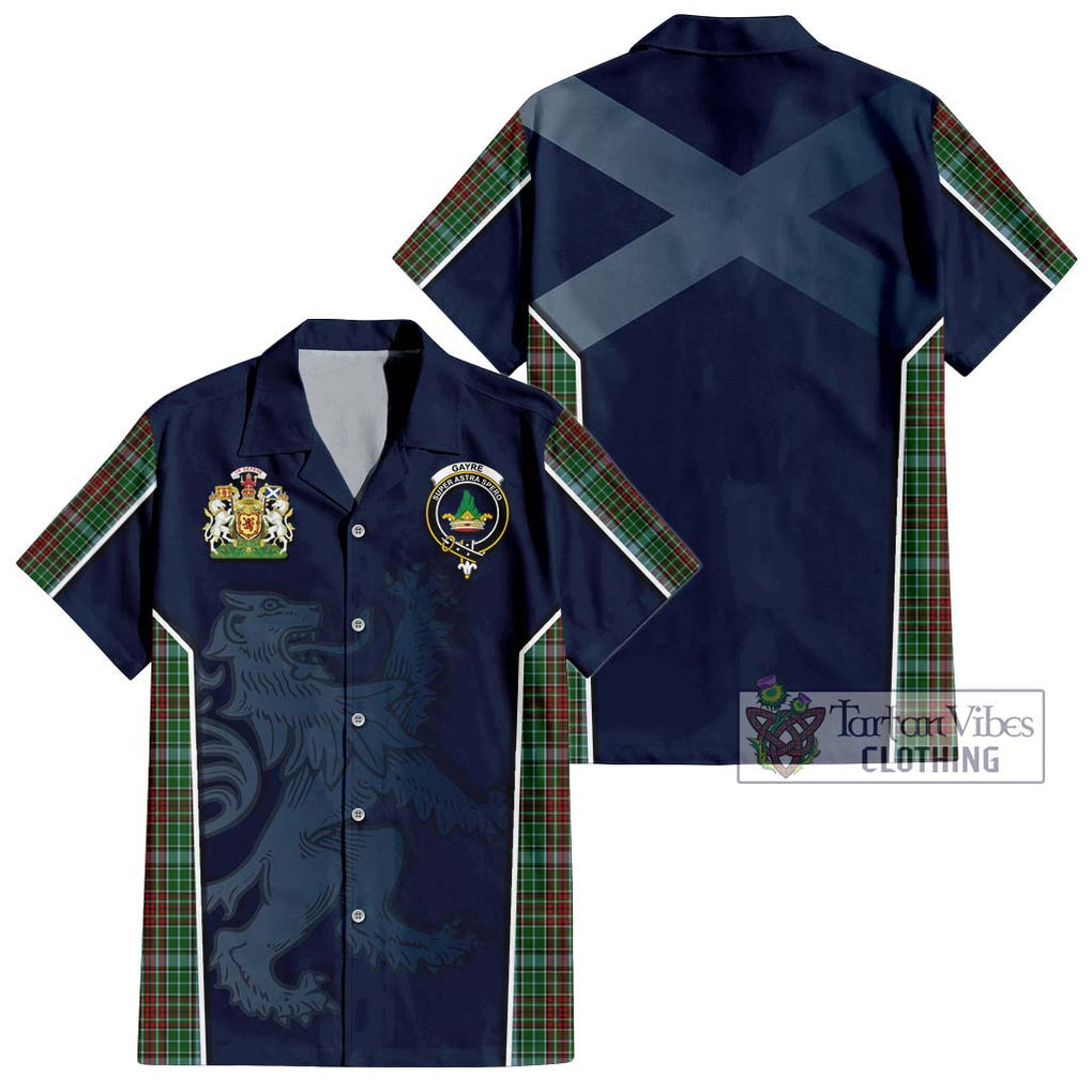 Gayre Tartan Short Sleeve Button Shirt with Family Crest and Lion Rampant Vibes Sport Style Kid - Tartan Vibes Clothing