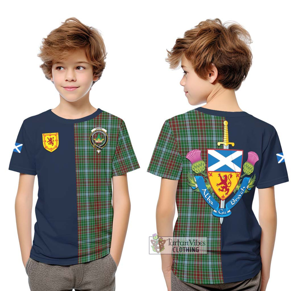 Tartan Vibes Clothing Gayre Tartan Kid T-Shirt with Scottish Lion Royal Arm Half Style