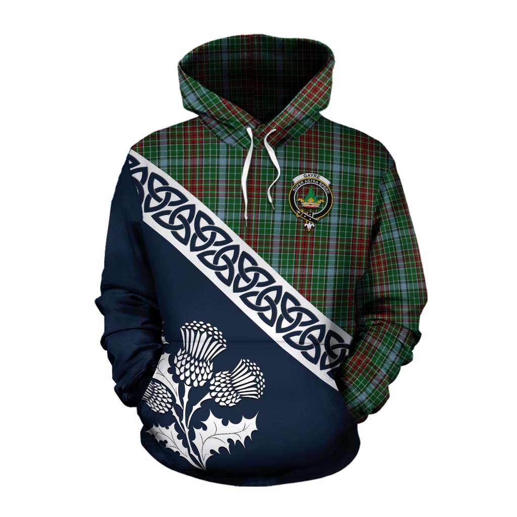 Tartan Vibes Clothing Gayre Tartan Cotton Hoodie Featuring Thistle and Scotland Map