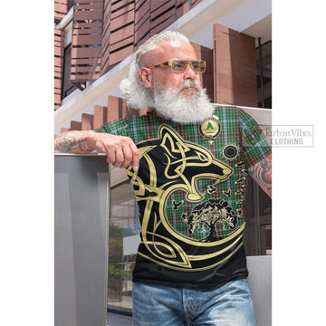 Gayre Tartan Cotton T-shirt with Family Crest Celtic Wolf Style