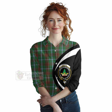 Gayre Tartan Women's Casual Shirt with Family Crest Circle Style