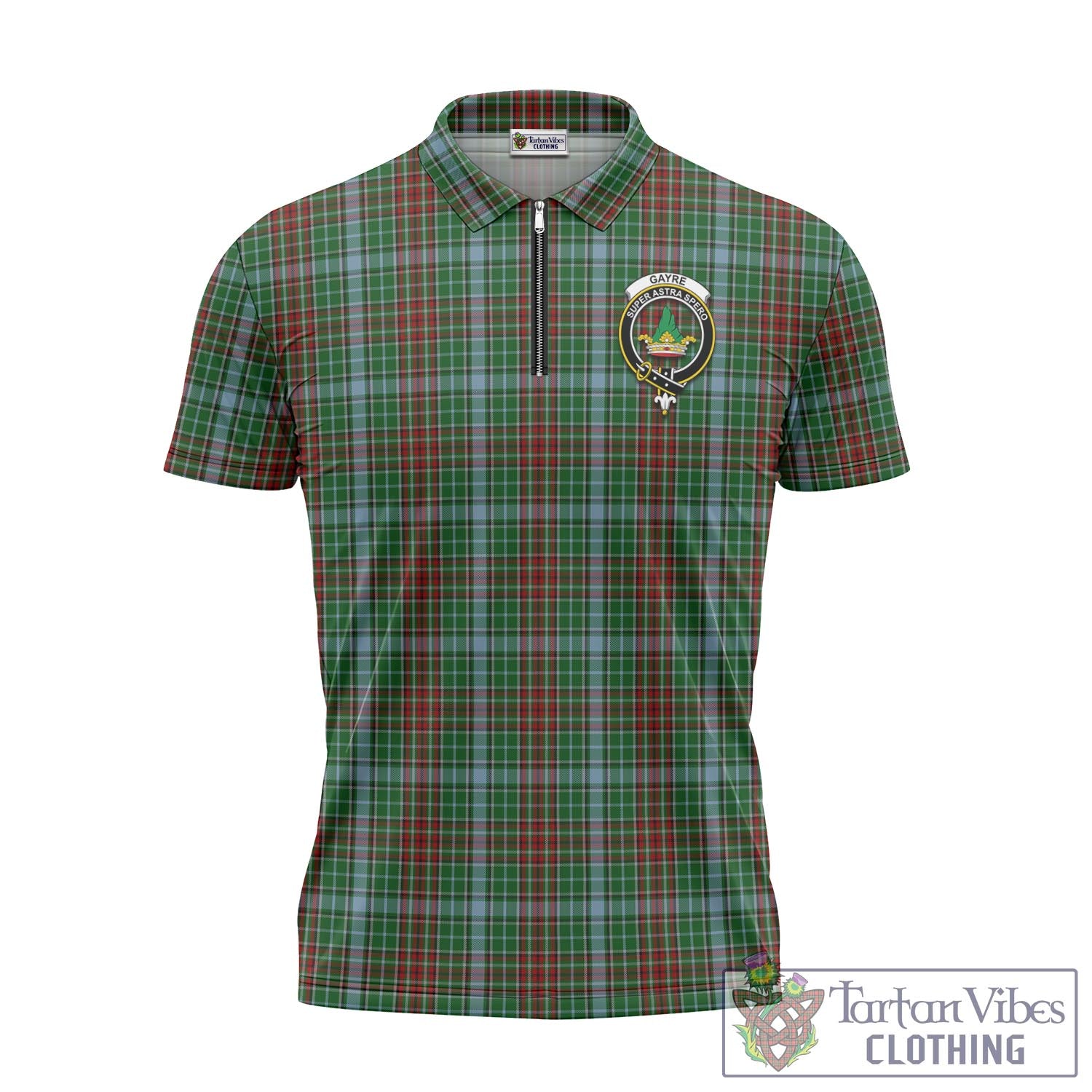 Tartan Vibes Clothing Gayre Tartan Zipper Polo Shirt with Family Crest