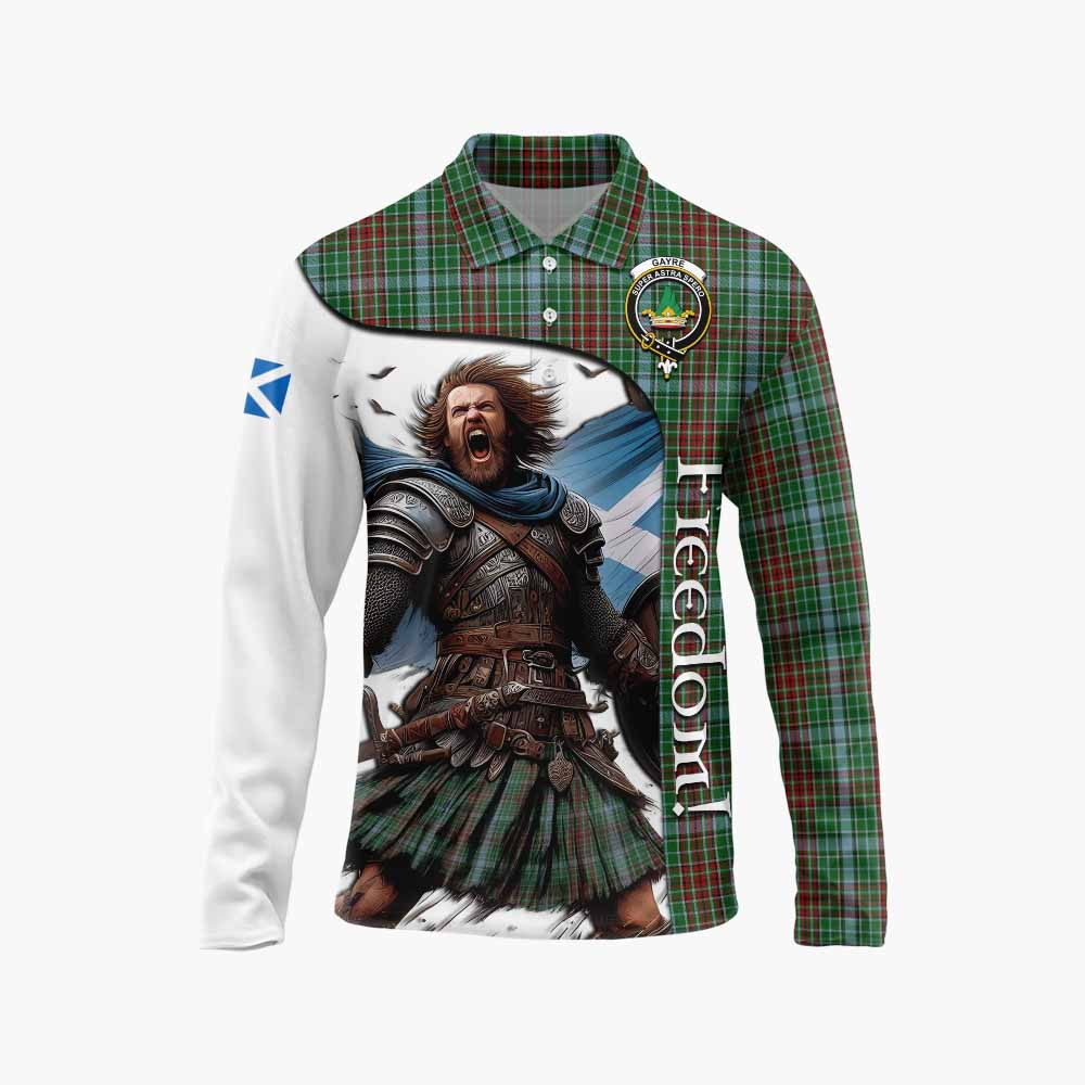 Tartan Vibes Clothing Gayre Crest Tartan Long Sleeve Polo Shirt Inspired by the Freedom of Scottish Warrior