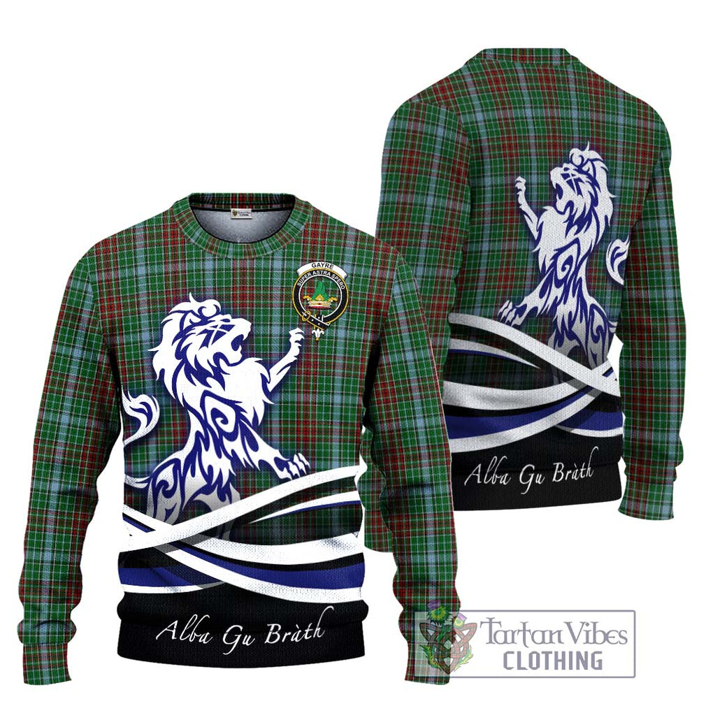 Gayre Tartan Knitted Sweater with Alba Gu Brath Regal Lion Emblem Unisex - Tartanvibesclothing Shop