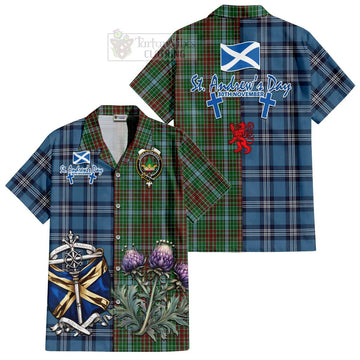 Gayre Tartan Short Sleeve Button Shirt Happy St. Andrew's Day Half Tartan Style