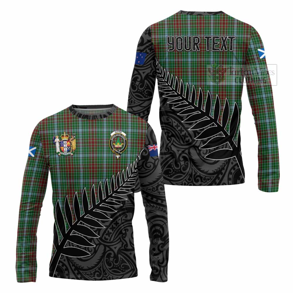 Tartan Vibes Clothing Gayre Crest Tartan Long Sleeve T-Shirt with New Zealand Silver Fern Half Style