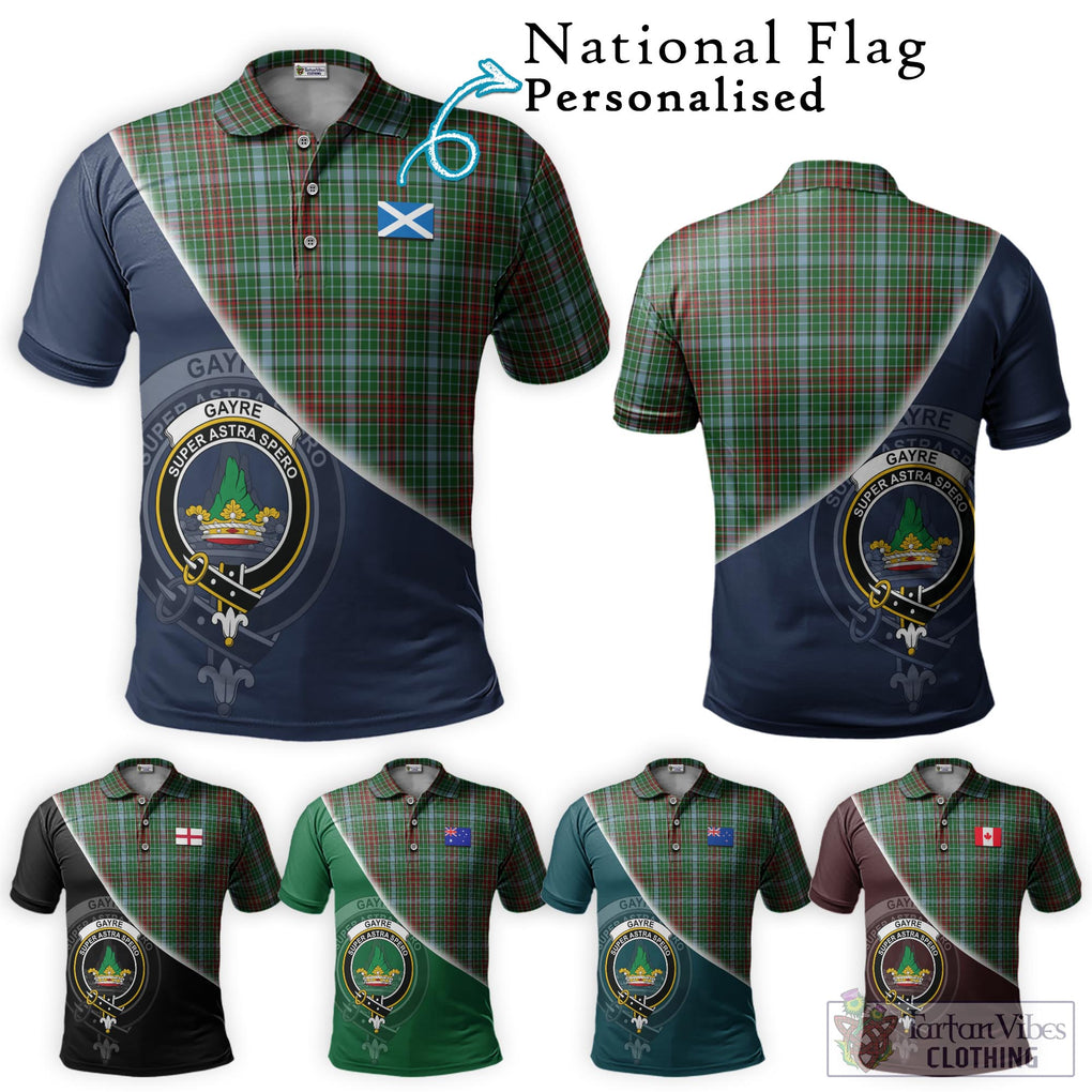 Gayre Tartan Polo Shirt with Personalised National Flag and Family Crest Half Style Maroon - Tartanvibesclothing Shop