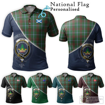 Gayre Tartan Polo Shirt with Personalised National Flag and Family Crest Half Style