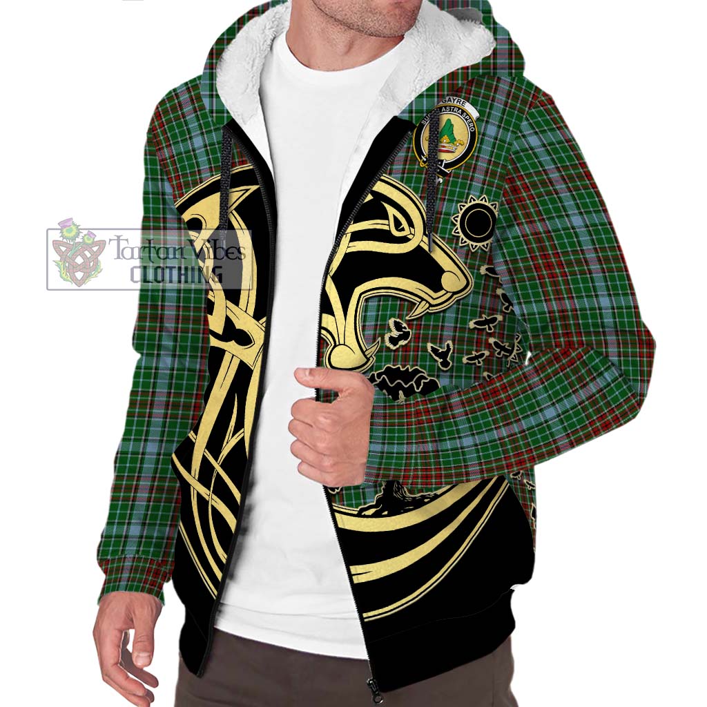 Tartan Vibes Clothing Gayre Tartan Sherpa Hoodie with Family Crest Celtic Wolf Style