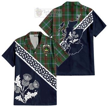 Gayre Tartan Short Sleeve Button Shirt Featuring Thistle and Scotland Map