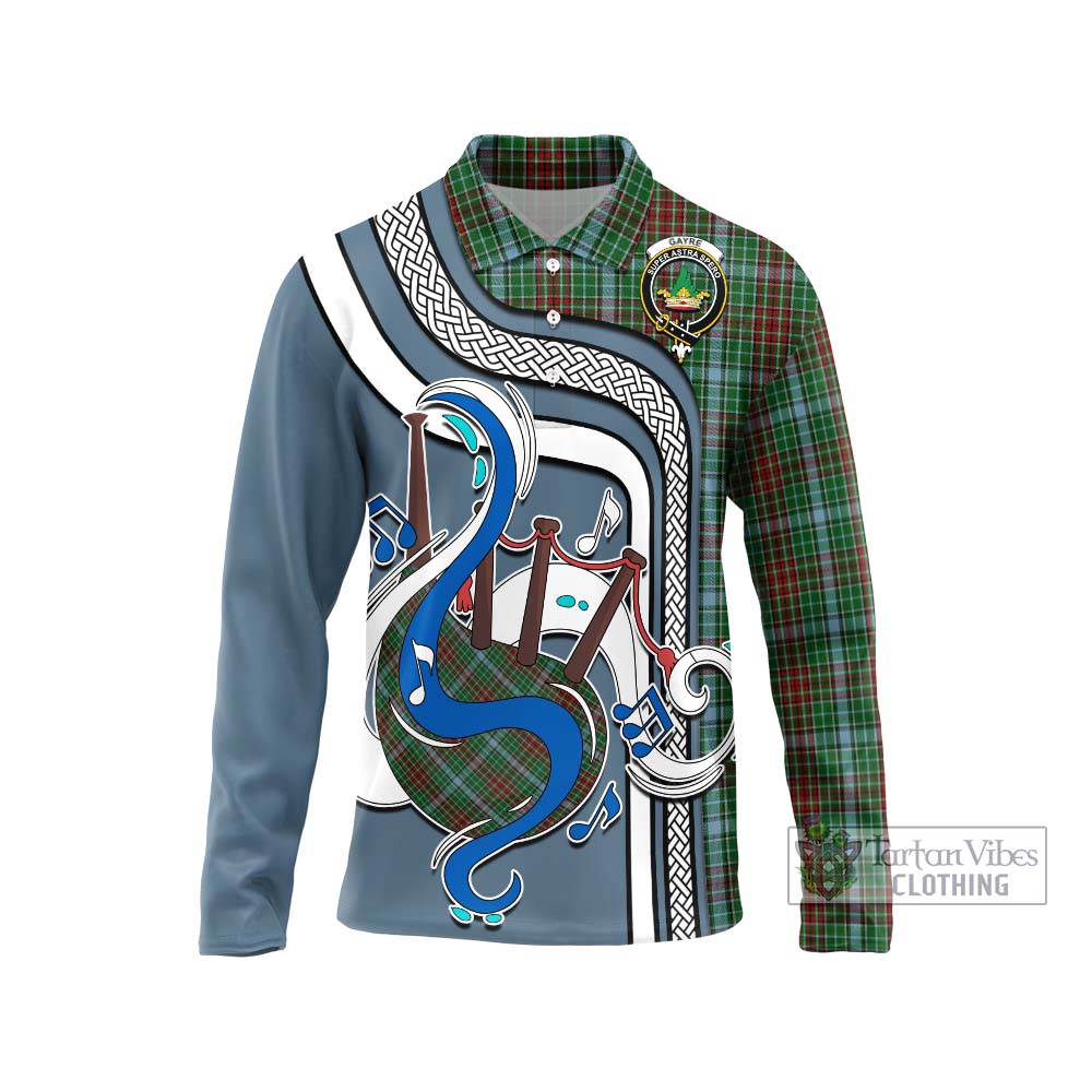 Tartan Vibes Clothing Gayre Tartan Long Sleeve Polo Shirt with Epic Bagpipe Style