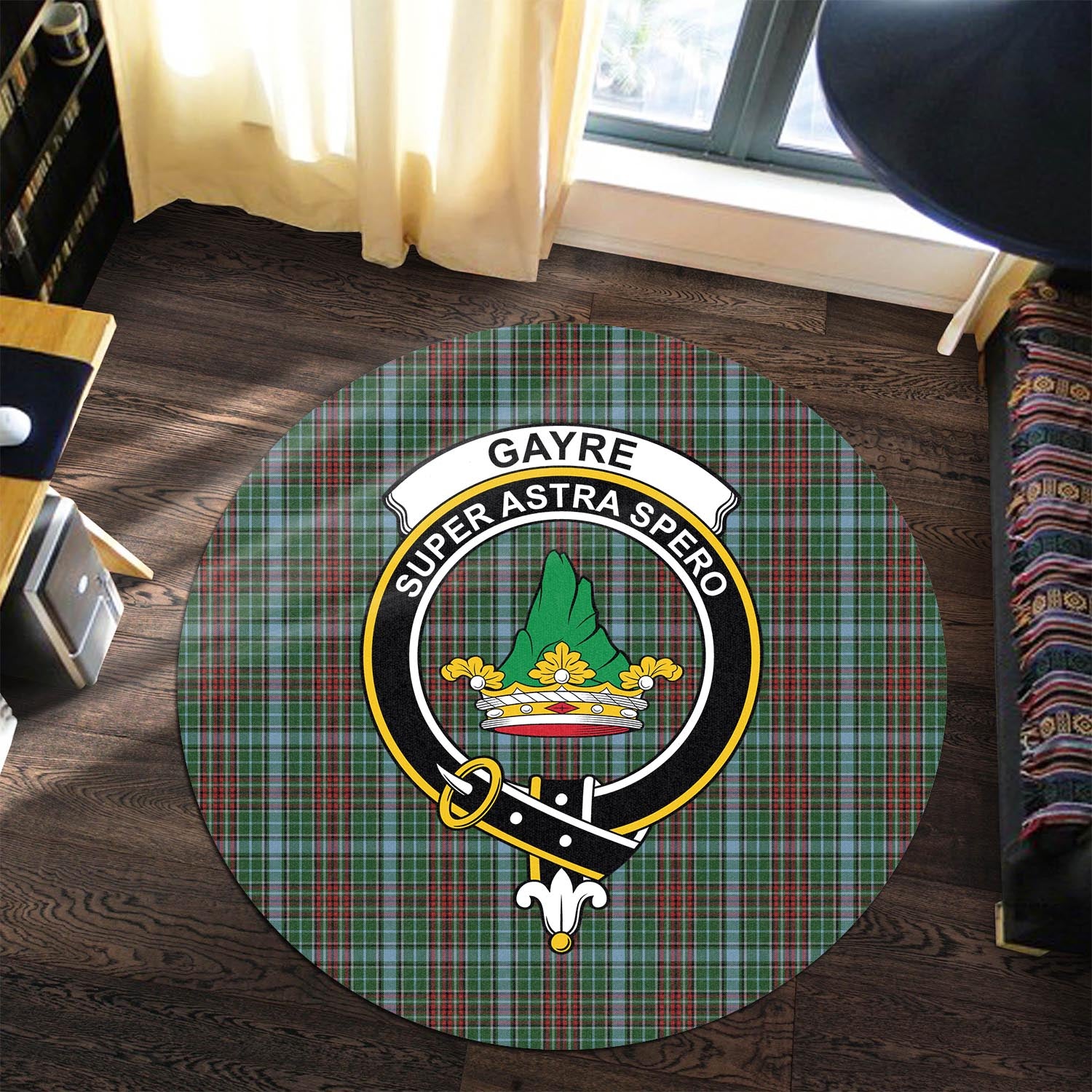 gayre-tartan-round-rug-with-family-crest