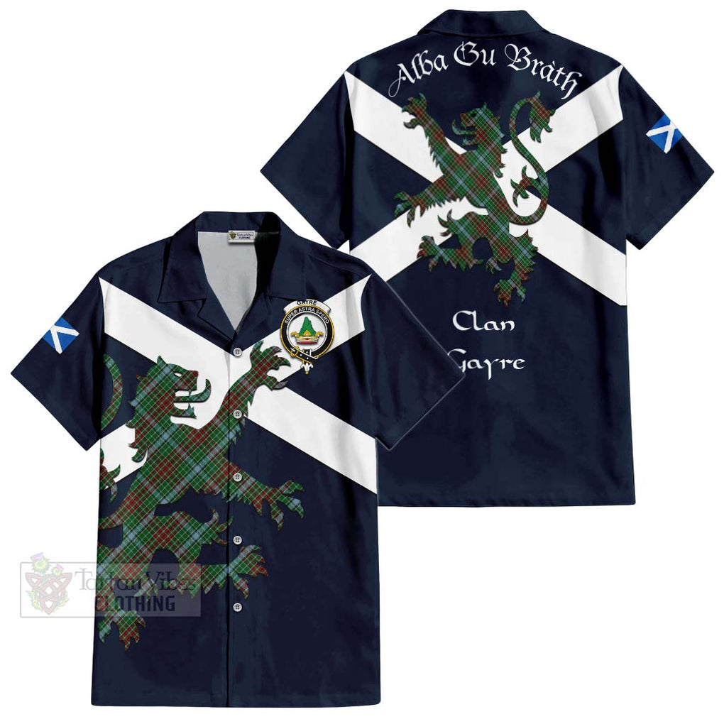 Tartan Vibes Clothing Gayre Tartan Lion Rampant Short Sleeve Button Shirt – Proudly Display Your Heritage with Alba Gu Brath and Clan Name