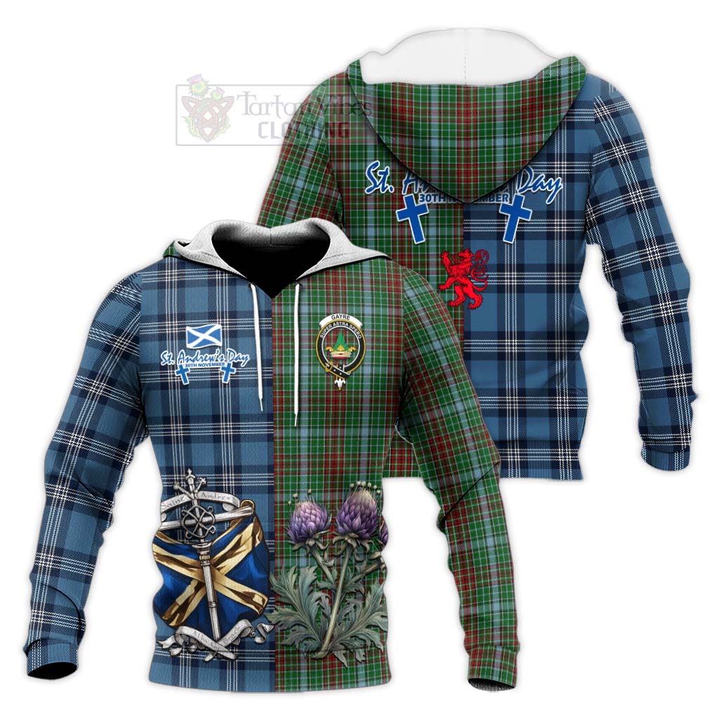 Tartan Vibes Clothing Gayre Tartan Knitted Hoodie Happy St. Andrew's Day Half Tartan Style