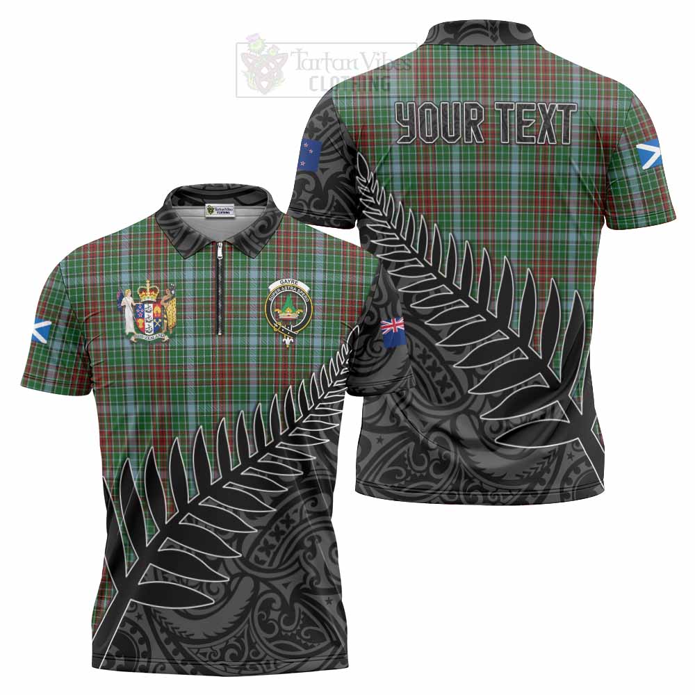 Tartan Vibes Clothing Gayre Crest Tartan Zipper Polo Shirt with New Zealand Silver Fern Half Style